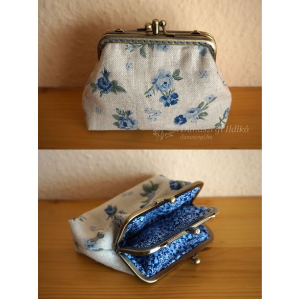 Kék rózsás dupla pénztárca  10 cm